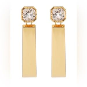 Rectangle Drop Gold Earrings with Crystal- NWT
